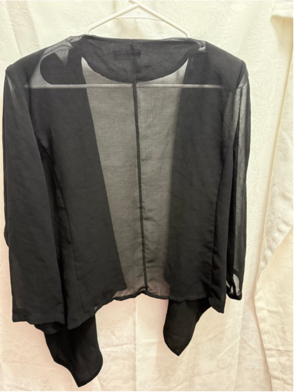 Women's Calvin Klein Black Sheer Open Front Blazer Jacket XL - Picture 4 of 5